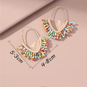 Multi Color Beaded Hoop Earrings. So Pretty!